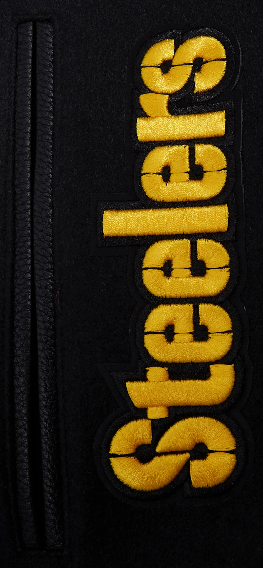 NFL PITTSBURGH STEELERS MASHUP MEN'S RIB WOOL VARSITY JACKET (BLACK/YELLOW) - Image 11