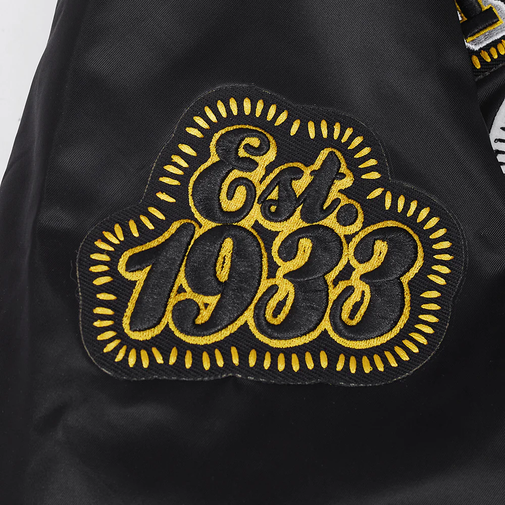 NFL PITTSBURGH STEELERS DIY PICK STITCH MEN'S RIB SATIN JACKET (BLACK) - Image 9