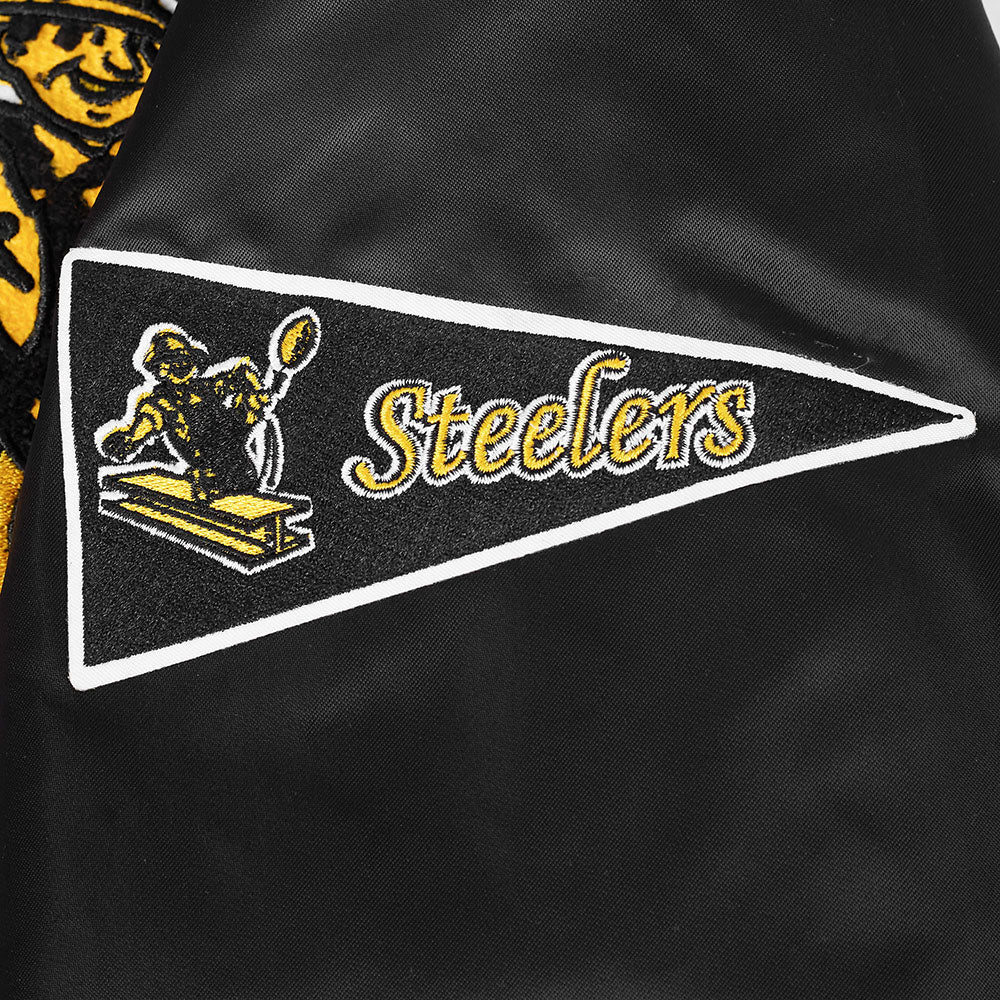 NFL PITTSBURGH STEELERS BEST OF MEN'S RIB SATIN JACKET (BLACK/YELLOW) - Image 11