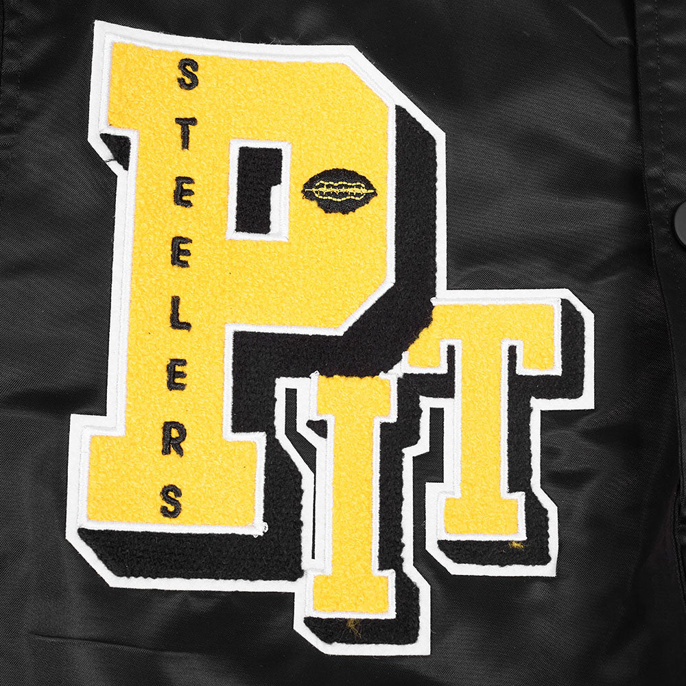 NFL PITTSBURGH STEELERS BEST OF MEN'S RIB SATIN JACKET (BLACK/YELLOW) - Image 13
