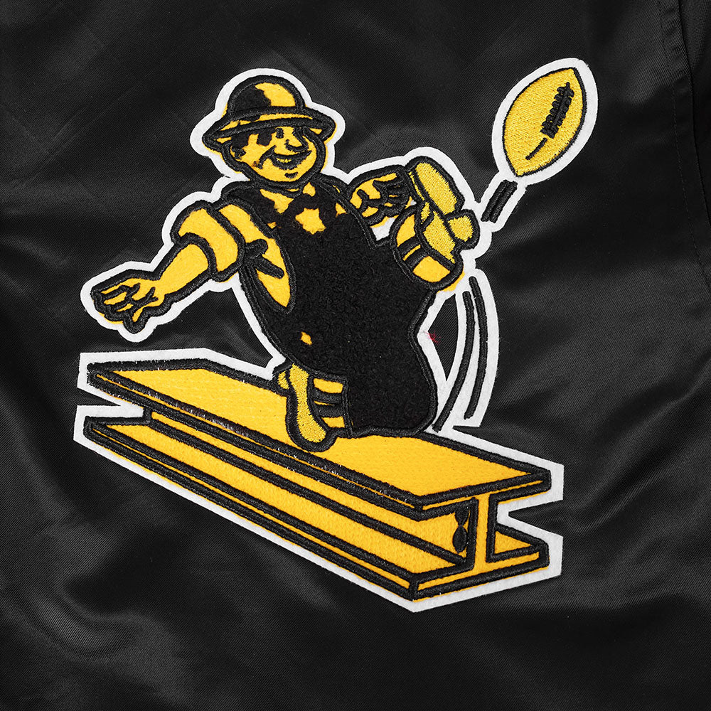 NFL PITTSBURGH STEELERS BEST OF MEN'S RIB SATIN JACKET (BLACK/YELLOW) - Image 14