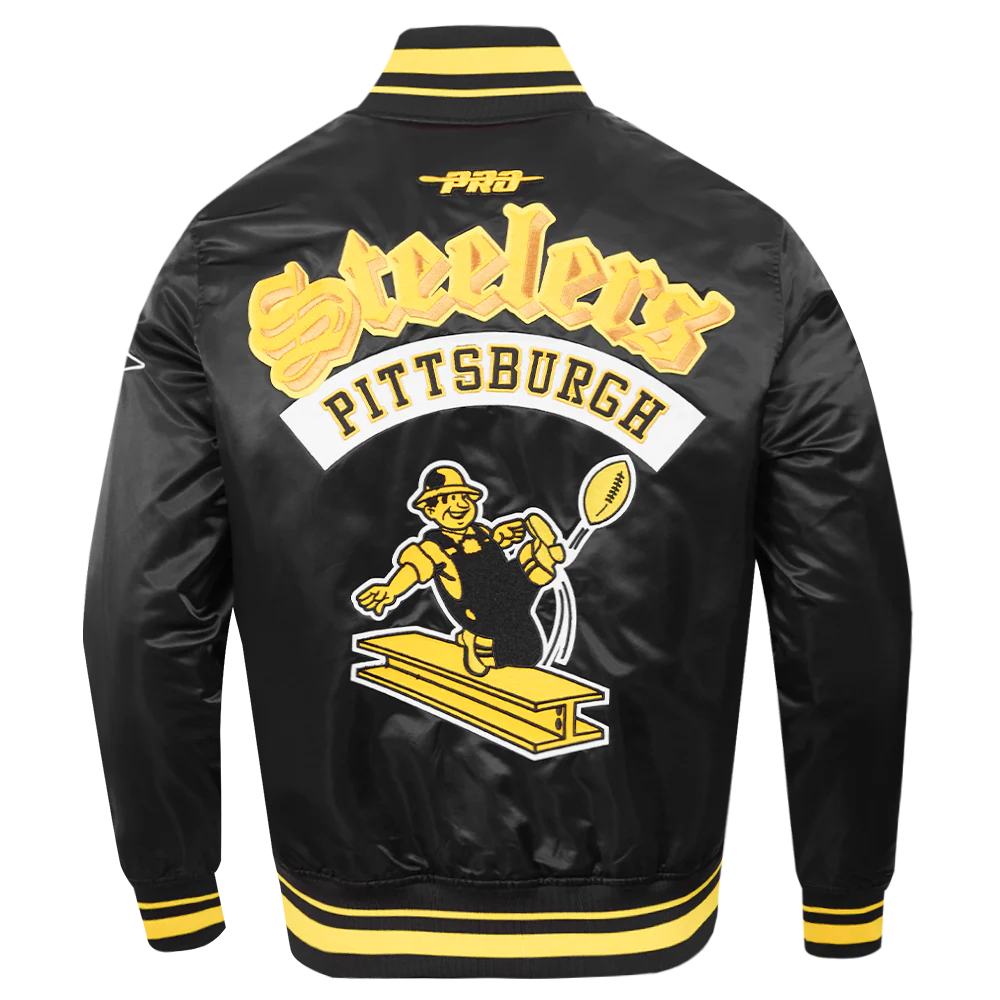 NFL PITTSBURGH STEELERS BEST OF MEN'S RIB SATIN JACKET (BLACK/YELLOW) - Image 7