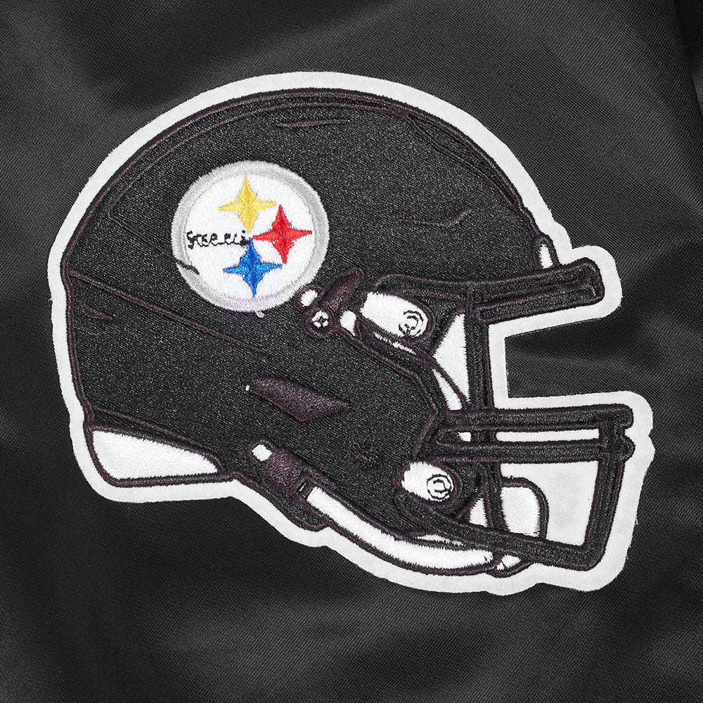 NFL PITTSBURGH STEELERS TEAM BADGE MEN'S RIB SATIN JACKET (BLACK/YELLOW) - Image 12