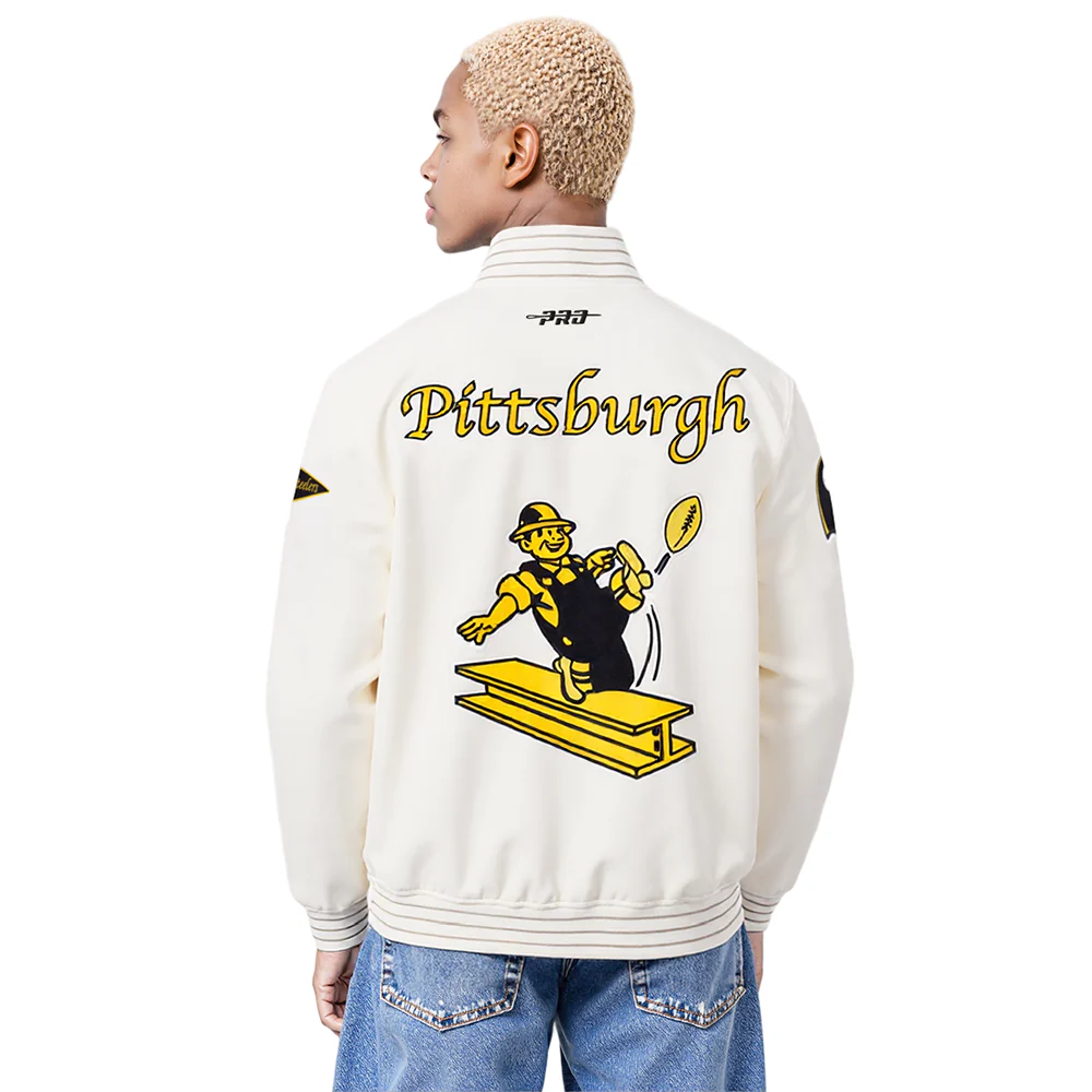 NFL PITTSBURGH STEELERS PRO GAME DAY RETRO JACKET (EGGSHELL/TAUPE/EGGSHELL) - Image 2