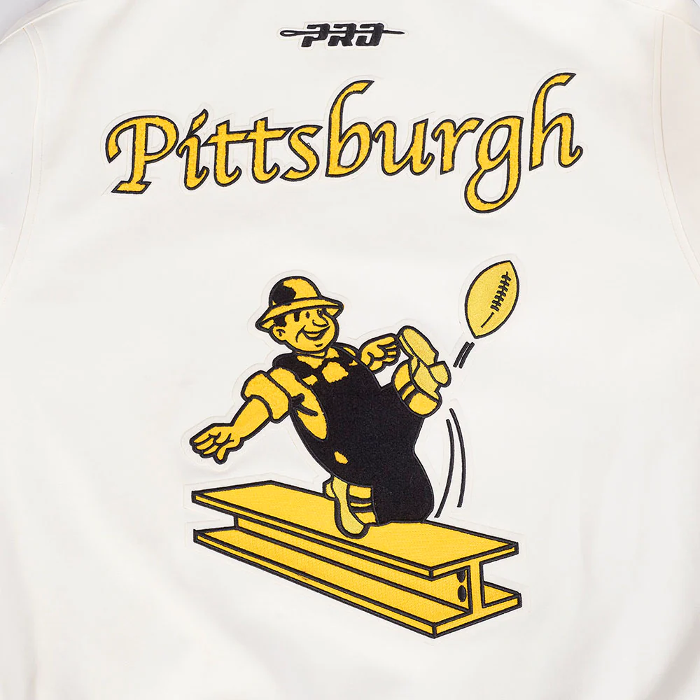 NFL PITTSBURGH STEELERS PRO GAME DAY RETRO JACKET (EGGSHELL/TAUPE/EGGSHELL) - Image 6
