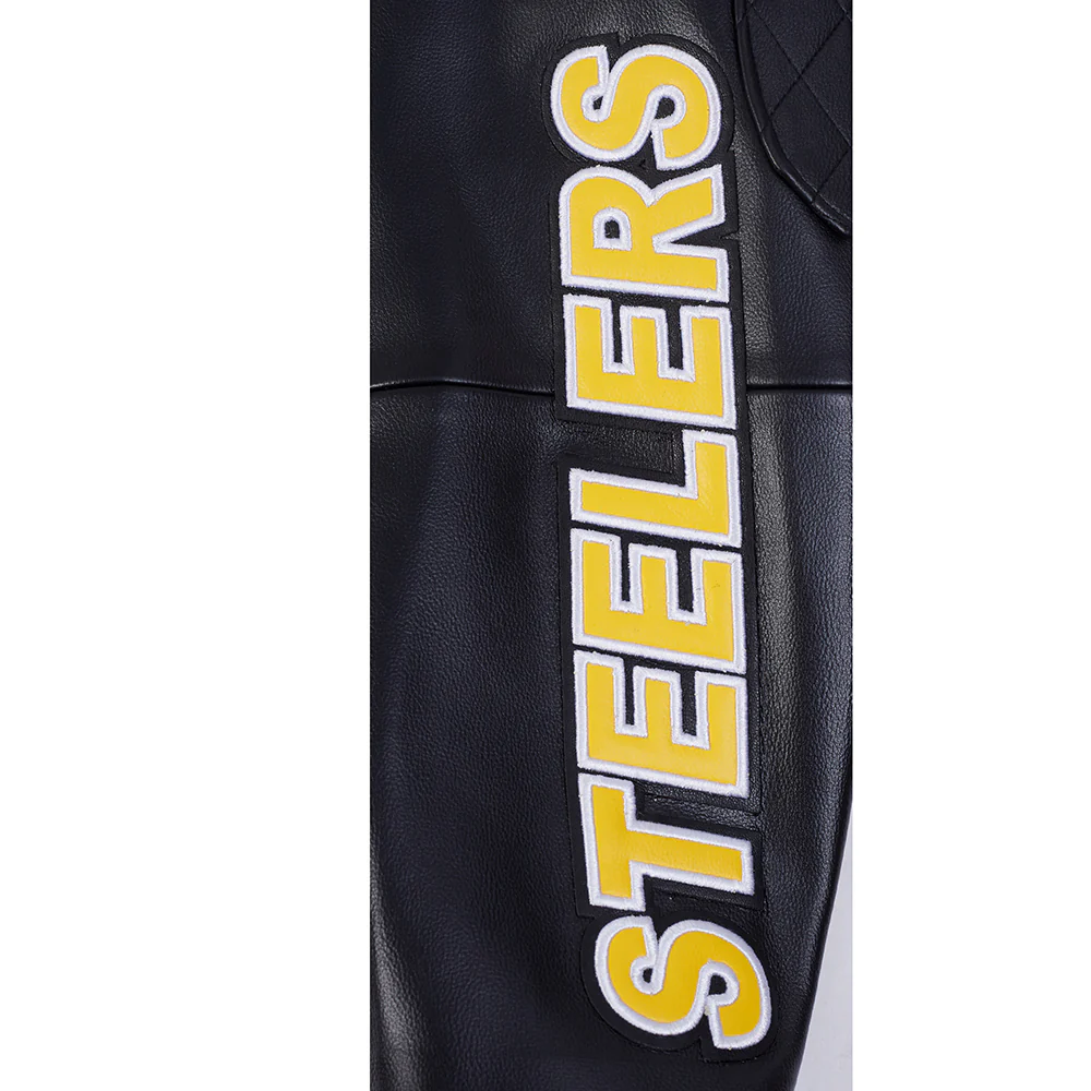 NFL PITTSBURGH STEELERS MEN'S MOTO JACKET (BLACK/WHITE) - Image 10
