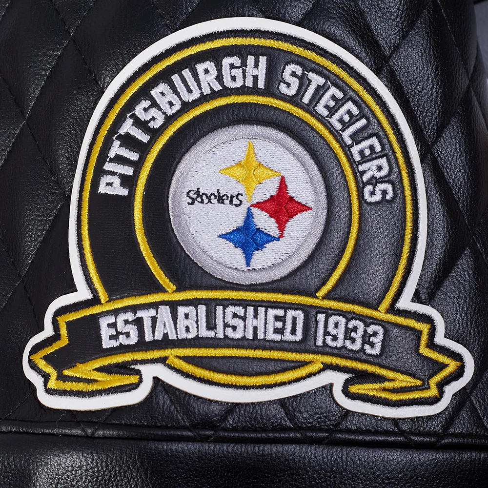 NFL PITTSBURGH STEELERS MEN'S MOTO JACKET (BLACK/WHITE) - Image 9