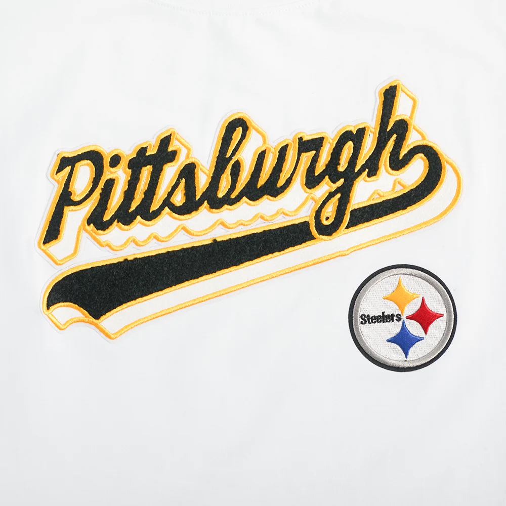 NFL PITTSBURGH STEELERS SCRIPT TAIL WOMEN'S SJ BOXY TEE (WHITE) - Image 10