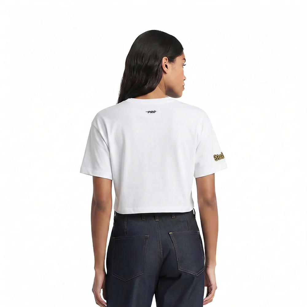 NFL PITTSBURGH STEELERS SCRIPT TAIL WOMEN'S SJ BOXY TEE (WHITE) - Image 2