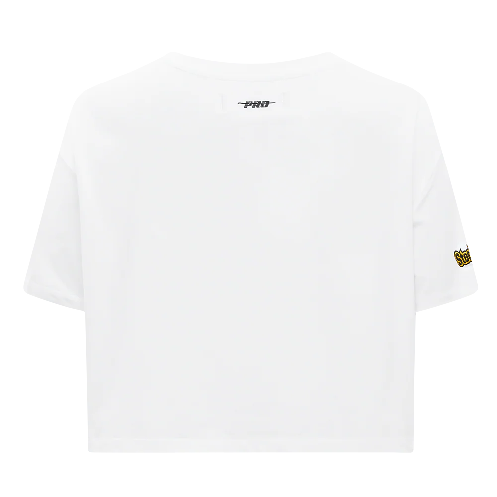 NFL PITTSBURGH STEELERS SCRIPT TAIL WOMEN'S SJ BOXY TEE (WHITE) - Image 7