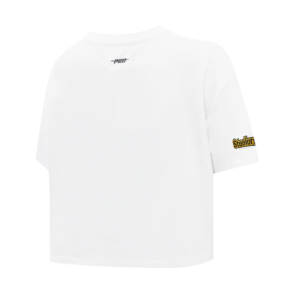 NFL PITTSBURGH STEELERS SCRIPT TAIL WOMEN'S SJ BOXY TEE (WHITE) - Image 8