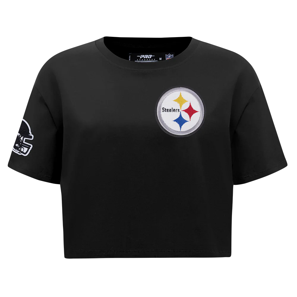 NFL PITTSBURGH STEELERS MASHUP WOMEN'S BOXY TEE (BLACK)