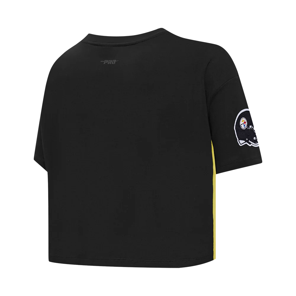 NFL PITTSBURGH STEELERS MASHUP WOMEN'S BOXY TEE (BLACK) - Image 4