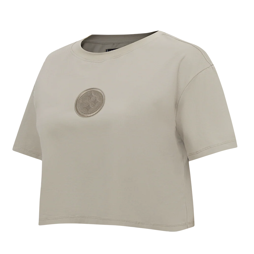 NFL PITTSBURGH STEELERS WINGSPAN WOMEN'S SJ BOXY TEE (TAUPE) - Image 4