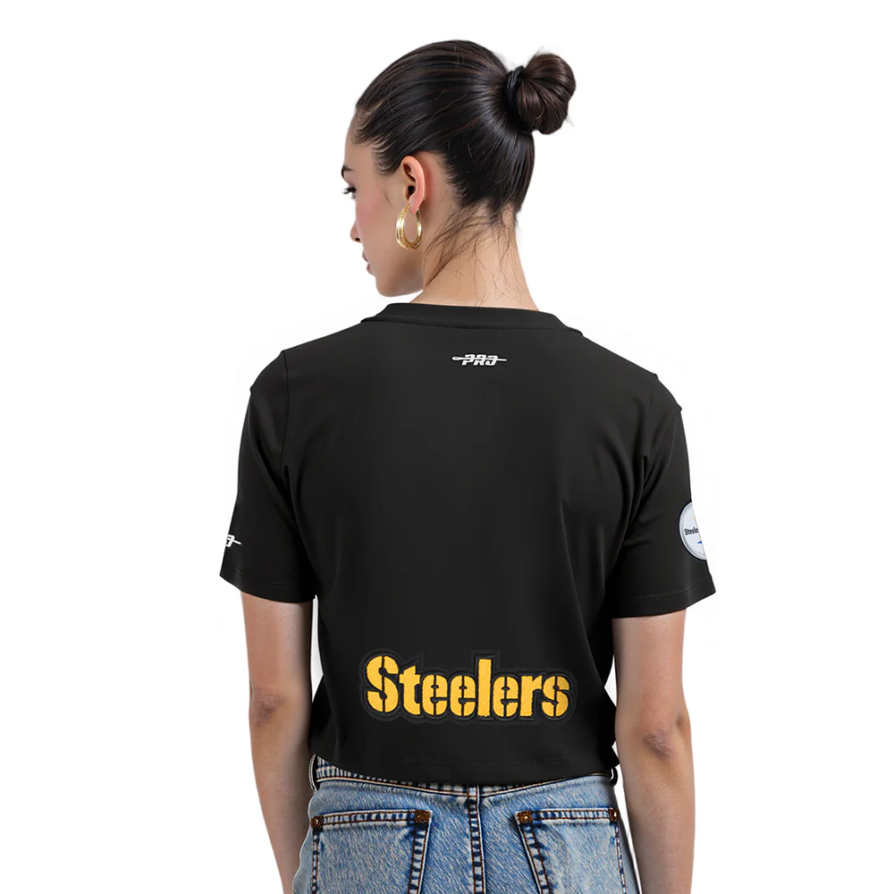 NFL PITTSBURGH STEELERS T.J. WATT #90 CLASSIC PNN WOMEN'S SJ BOXY TEE (BLACK) - Image 2