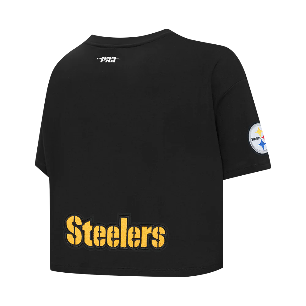 NFL PITTSBURGH STEELERS T.J. WATT #90 CLASSIC PNN WOMEN'S SJ BOXY TEE (BLACK) - Image 4