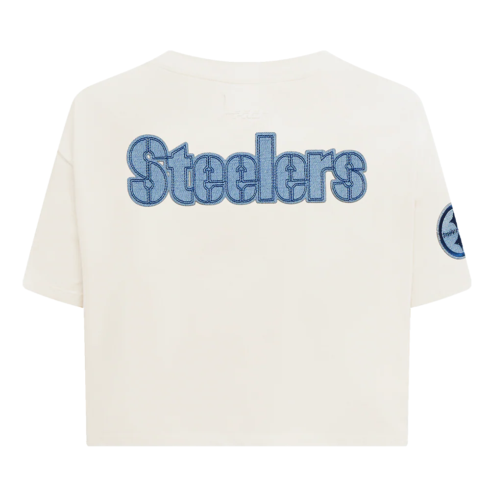 NFL PITTSBURGH STEELERS VARSITY BLUES WOMEN'S BOXY TEE (LINEN) - Image 3