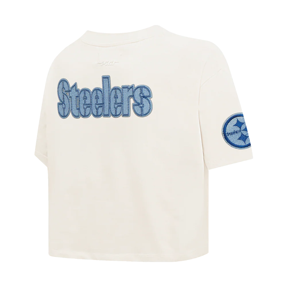 NFL PITTSBURGH STEELERS VARSITY BLUES WOMEN'S BOXY TEE (LINEN) - Image 4
