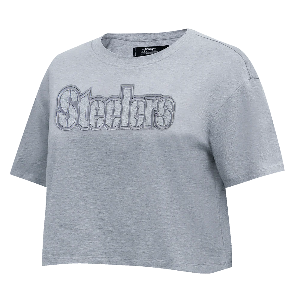 NFL PITTSBURGH STEELERS NEUTRAL WOMEN'S BOXY TEE (DARK HEATHER GRAY) - Image 4
