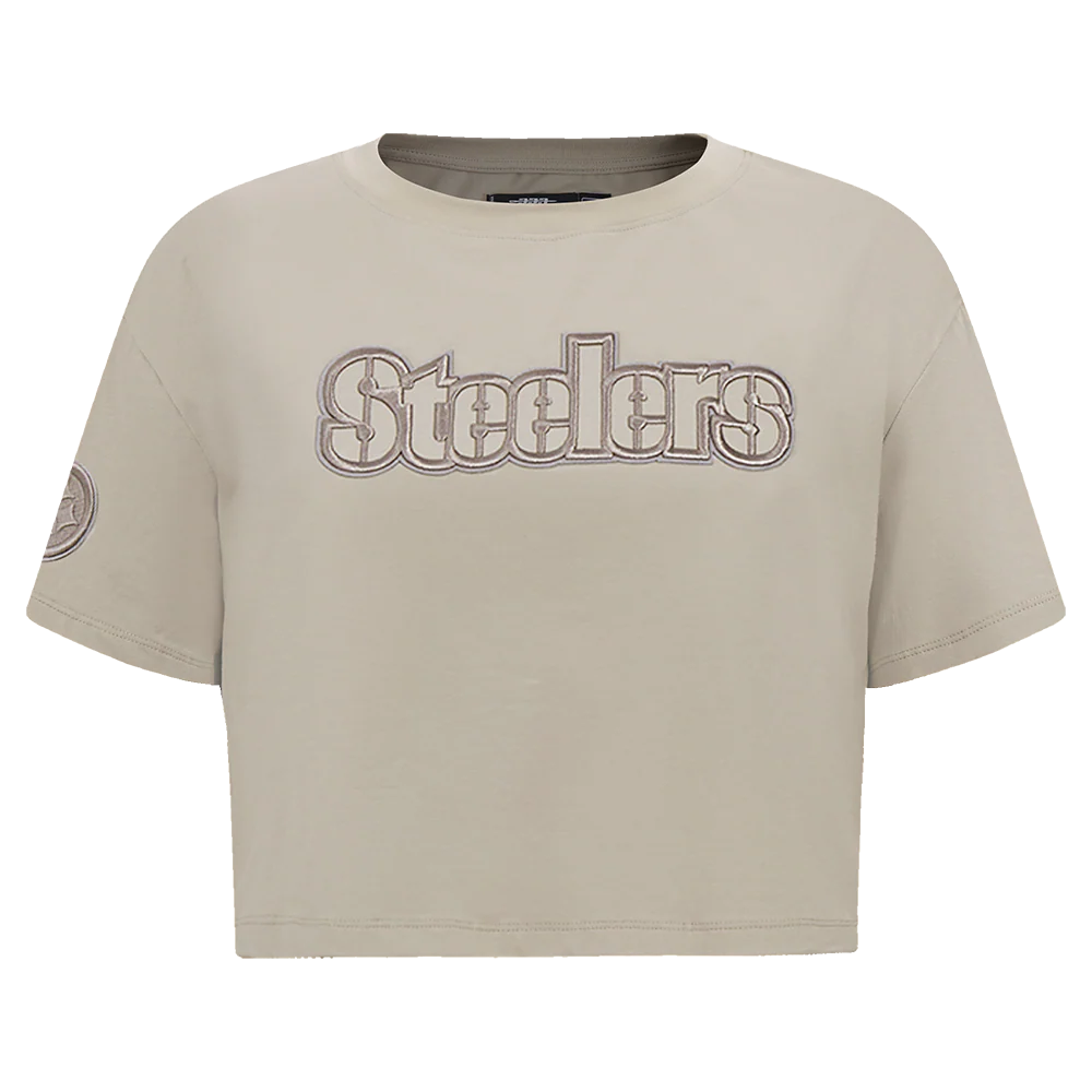 NFL PITTSBURGH STEELERS NEUTRAL WOMEN'S BOXY TEE (TAUPE)