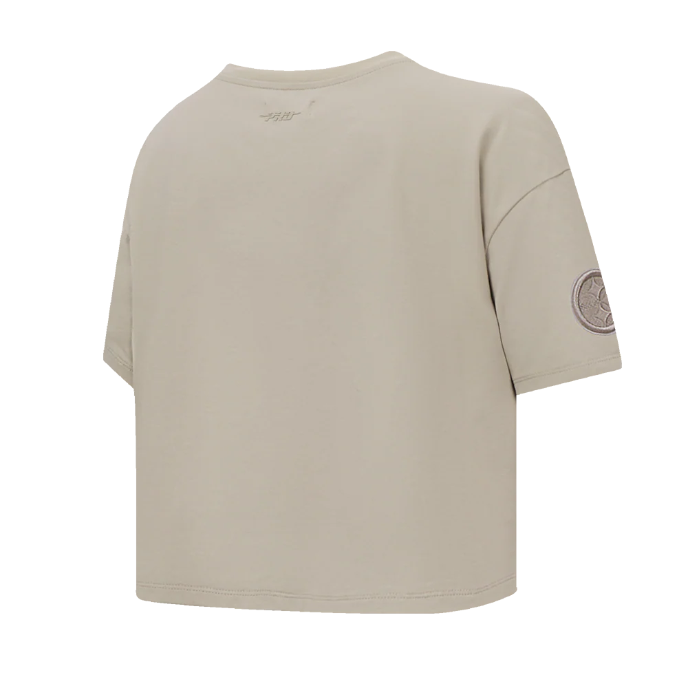 NFL PITTSBURGH STEELERS NEUTRAL WOMEN'S BOXY TEE (TAUPE) - Image 4