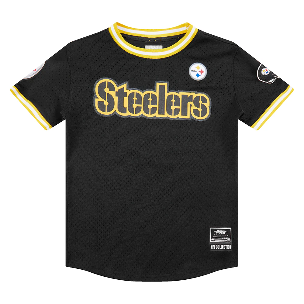 NFL PITTSBURGH STEELERS CLASSIC BIG BOYS SHORT SLEEVE MESH TEE (BLACK/YELLOW) - Image 14