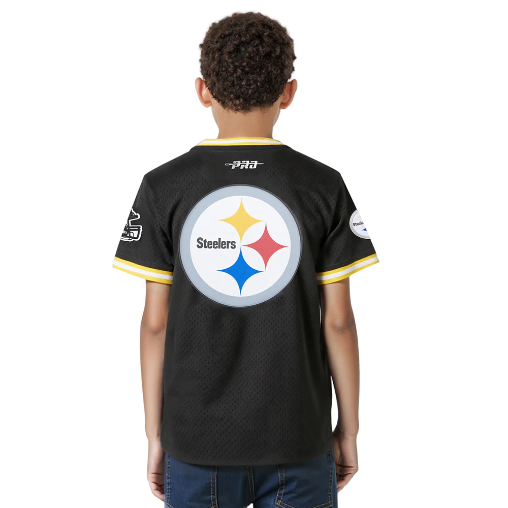 NFL PITTSBURGH STEELERS CLASSIC BIG BOYS SHORT SLEEVE MESH TEE (BLACK/YELLOW) - Image 2