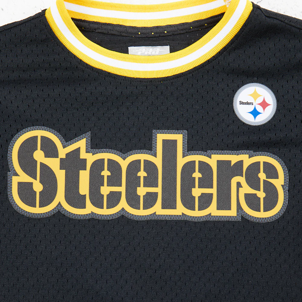 NFL PITTSBURGH STEELERS CLASSIC BIG BOYS SHORT SLEEVE MESH TEE (BLACK/YELLOW) - Image 6