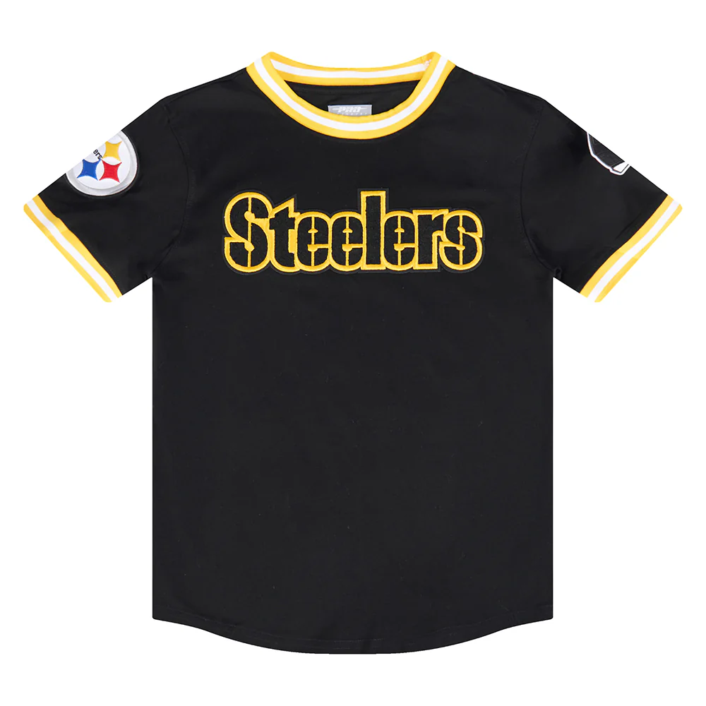 NFL PITTSBURGH STEELERS CLASSIC BIG BOYS SHORT SLEEVE STRIPED RIB TEE (BLACK/YELLOW) - Image 3
