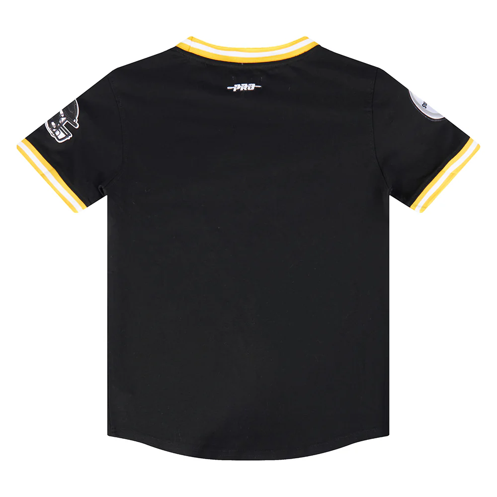 NFL PITTSBURGH STEELERS CLASSIC BIG BOYS SHORT SLEEVE STRIPED RIB TEE (BLACK/YELLOW) - Image 4