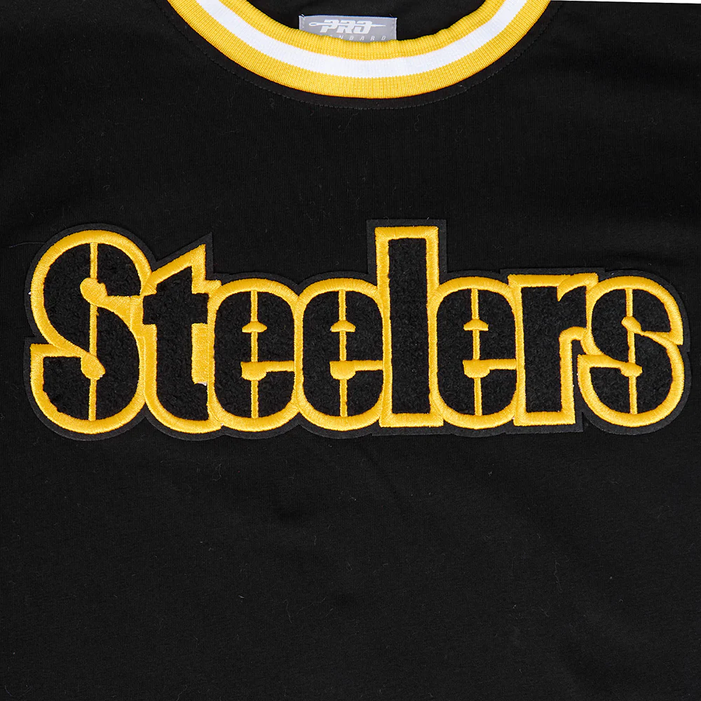 NFL PITTSBURGH STEELERS CLASSIC BIG BOYS SHORT SLEEVE STRIPED RIB TEE (BLACK/YELLOW) - Image 7