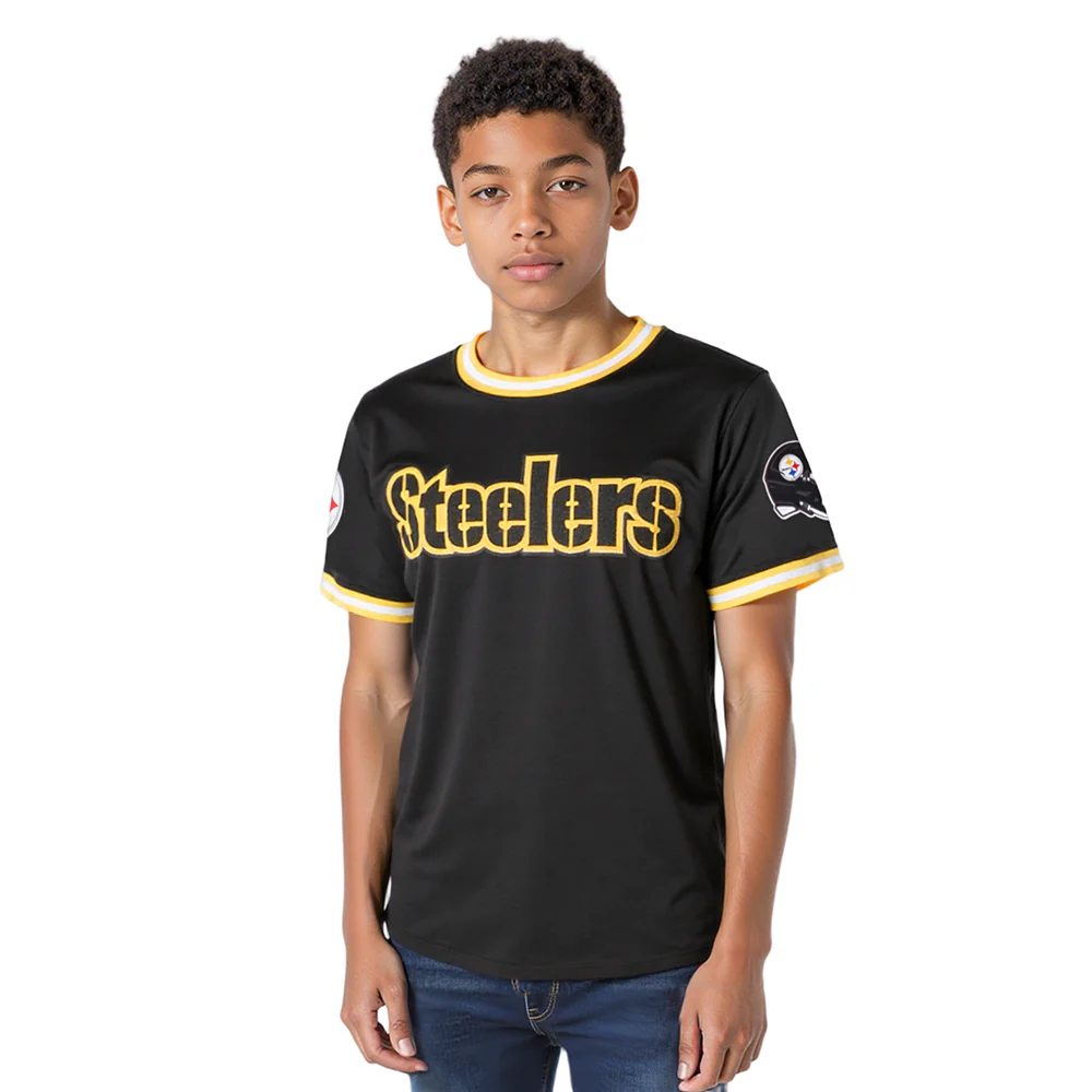 NFL PITTSBURGH STEELERS CLASSIC BIG BOYS SHORT SLEEVE STRIPED RIB TEE (BLACK/YELLOW) - Image 9