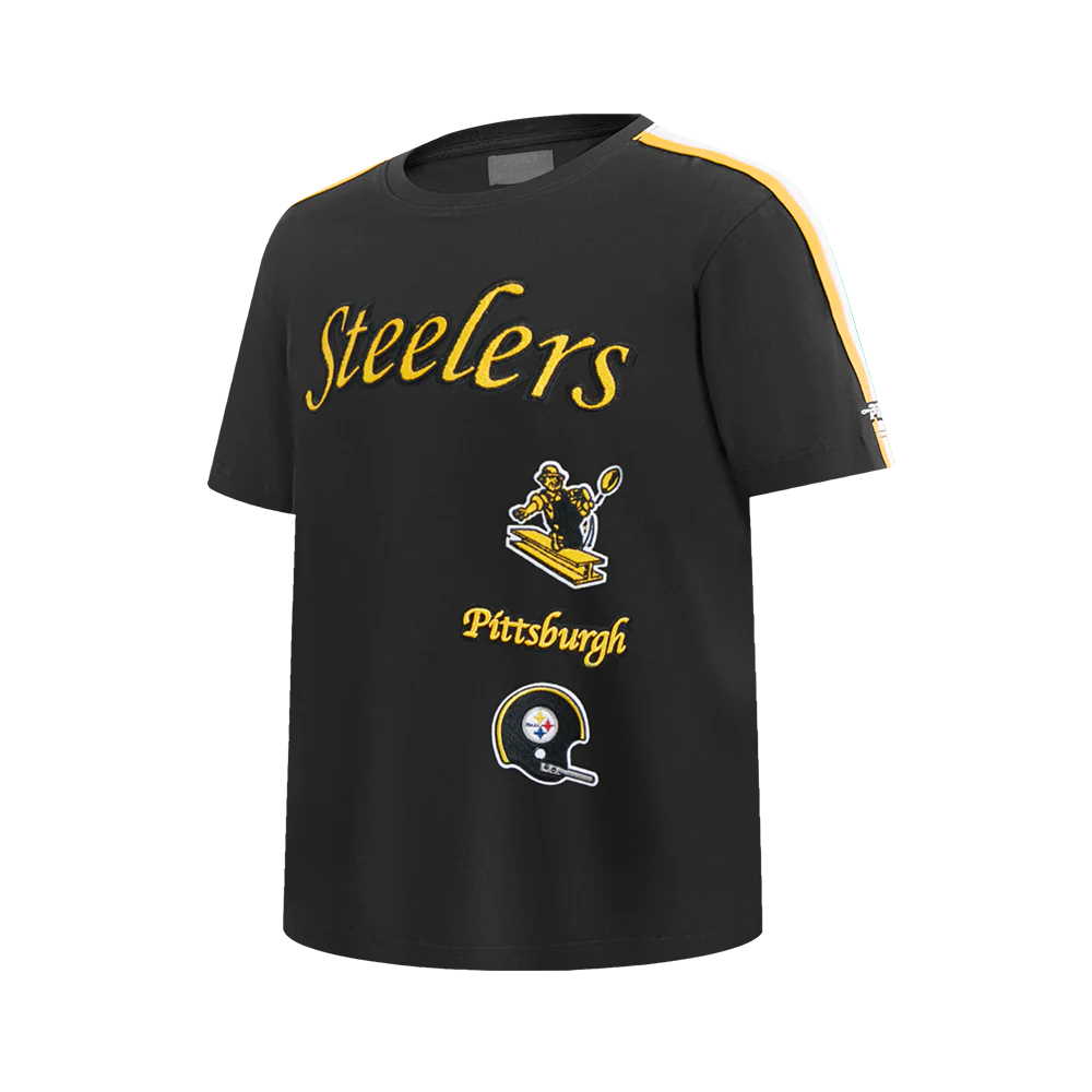 NFL PITTSBURGH STEELERS RETRO CLASSIC SINGLE JERSEY BIG BOYS SINGLE JERSEY TAPING TEE (BLACK/YELLOW) - Image 3