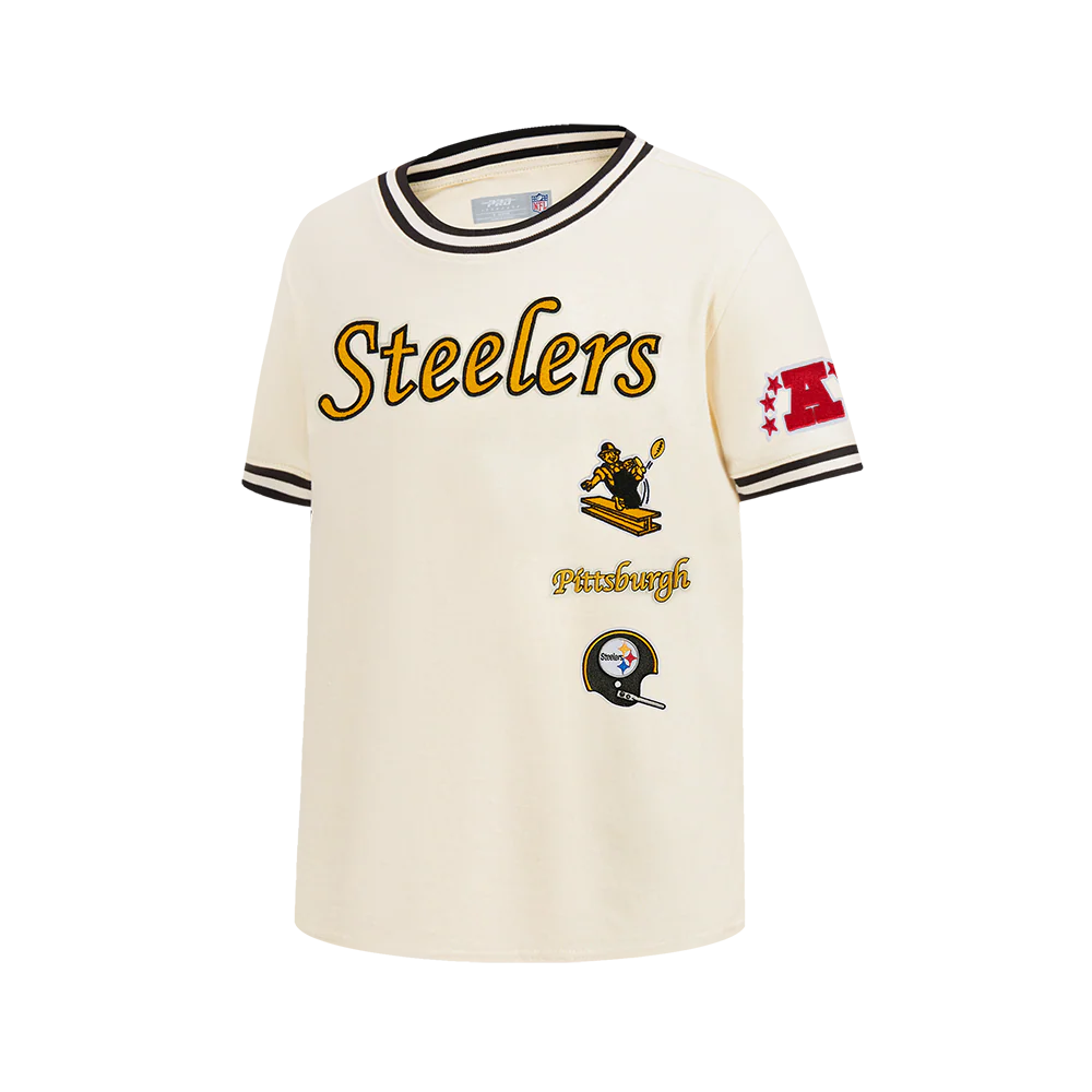 NFL PITTSBURGH STEELERS RETRO CLASSIC BIG BOY'S SS STRIPED RIB TEE (EGGSHELL/ BLACK) - Image 3