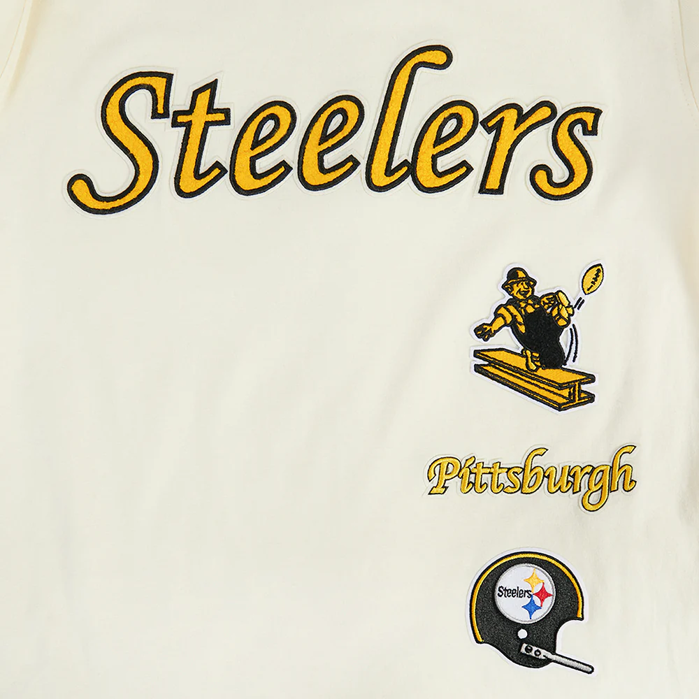 NFL PITTSBURGH STEELERS RETRO CLASSIC BIG BOY'S SS STRIPED RIB TEE (EGGSHELL/ BLACK) - Image 7