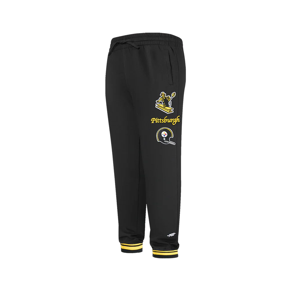 NFL PITTSBURGH STEELERS RETRO CLASSIC BIG BOYS RIB FLC SWEATPANT (BLACK/YELLOW) - Image 4