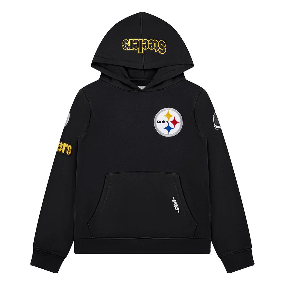 NFL PITTSBURGH STEELERS CLASSIC BIG BOYS FLEECE PULLOVER HOODIE (BLACK) - Image 11