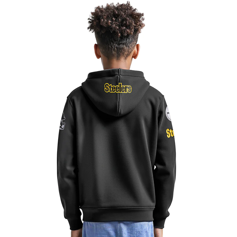 NFL PITTSBURGH STEELERS CLASSIC BIG BOYS FLEECE PULLOVER HOODIE (BLACK) - Image 2