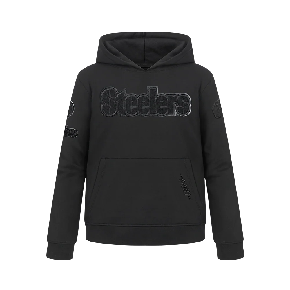 NFL PITTSBURGH STEELERS TRIPLE BLACK BIG BOYS FLEECE PULLOVER HOODIE (BLACK) - Image 3