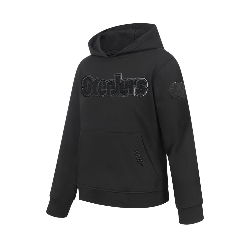 NFL PITTSBURGH STEELERS TRIPLE BLACK BIG BOYS FLEECE PULLOVER HOODIE (BLACK) - Image 4