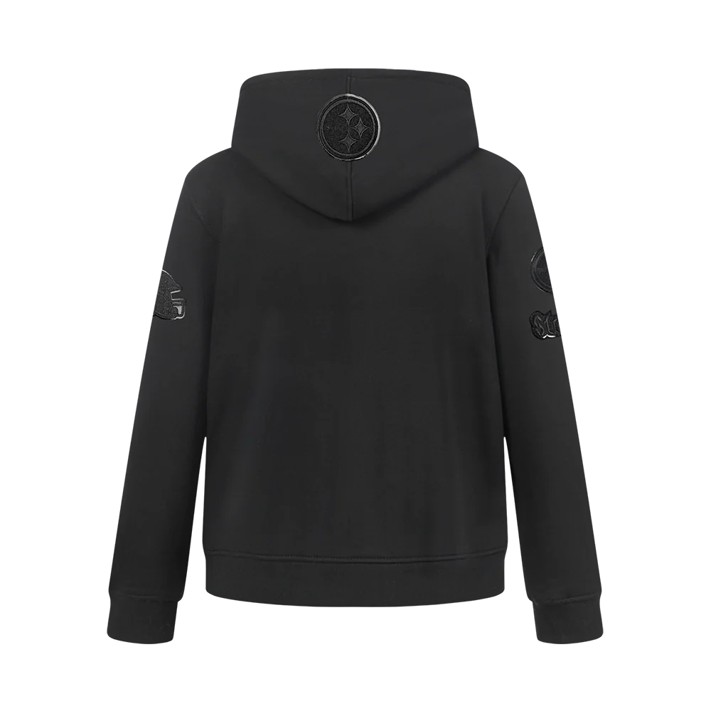 NFL PITTSBURGH STEELERS TRIPLE BLACK BIG BOYS FLEECE PULLOVER HOODIE (BLACK) - Image 5