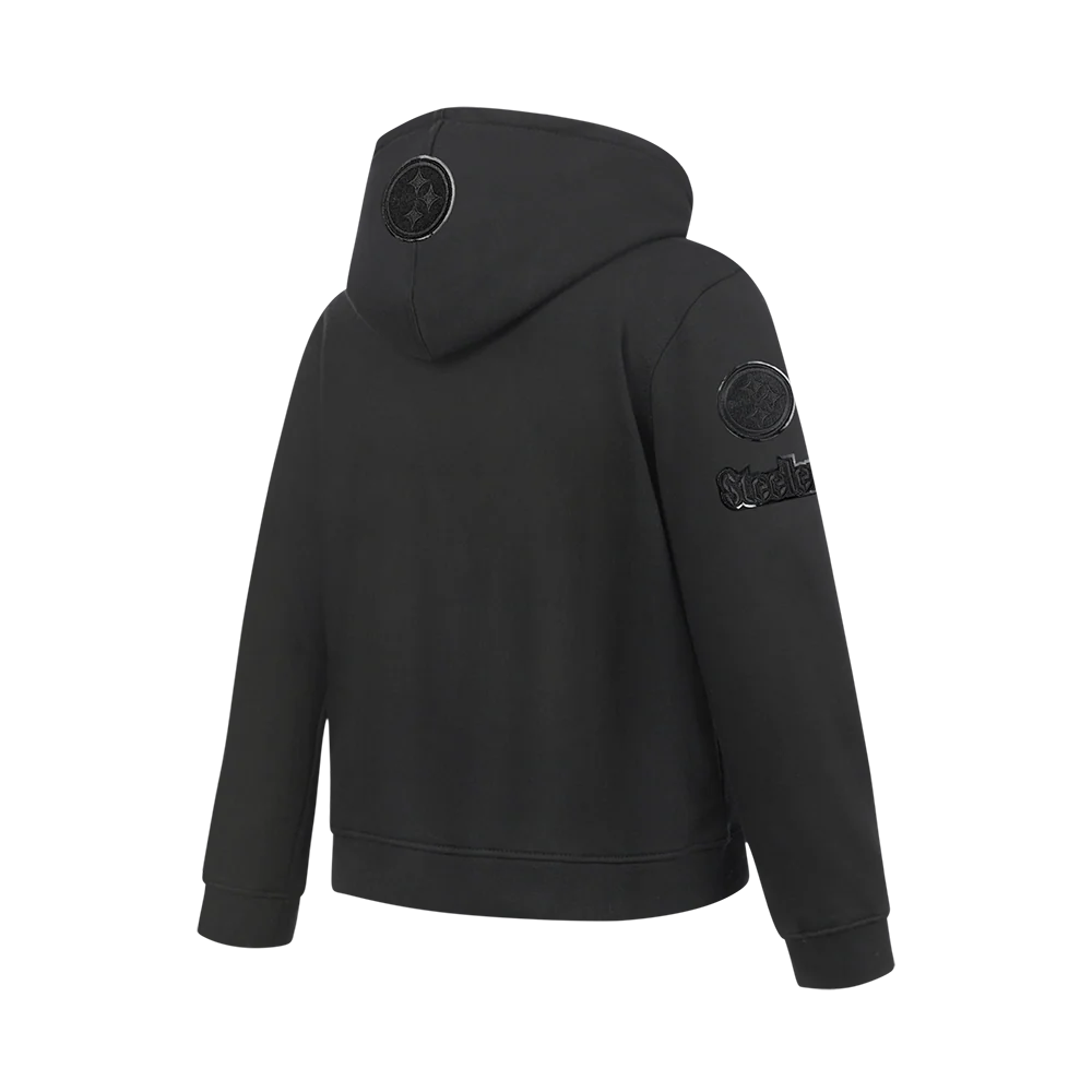 NFL PITTSBURGH STEELERS TRIPLE BLACK BIG BOYS FLEECE PULLOVER HOODIE (BLACK) - Image 6