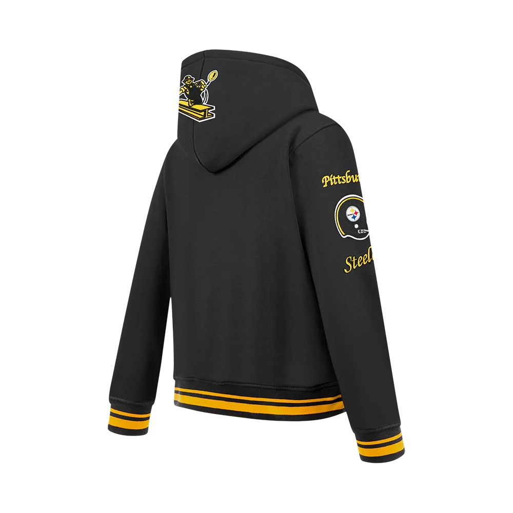 NFL PITTSBURGH STEELERS RETRO CLASSIC BIG BOYS RIB FLEECE PULLOVER HOODIE (BLACK/YELLOW) - Image 11