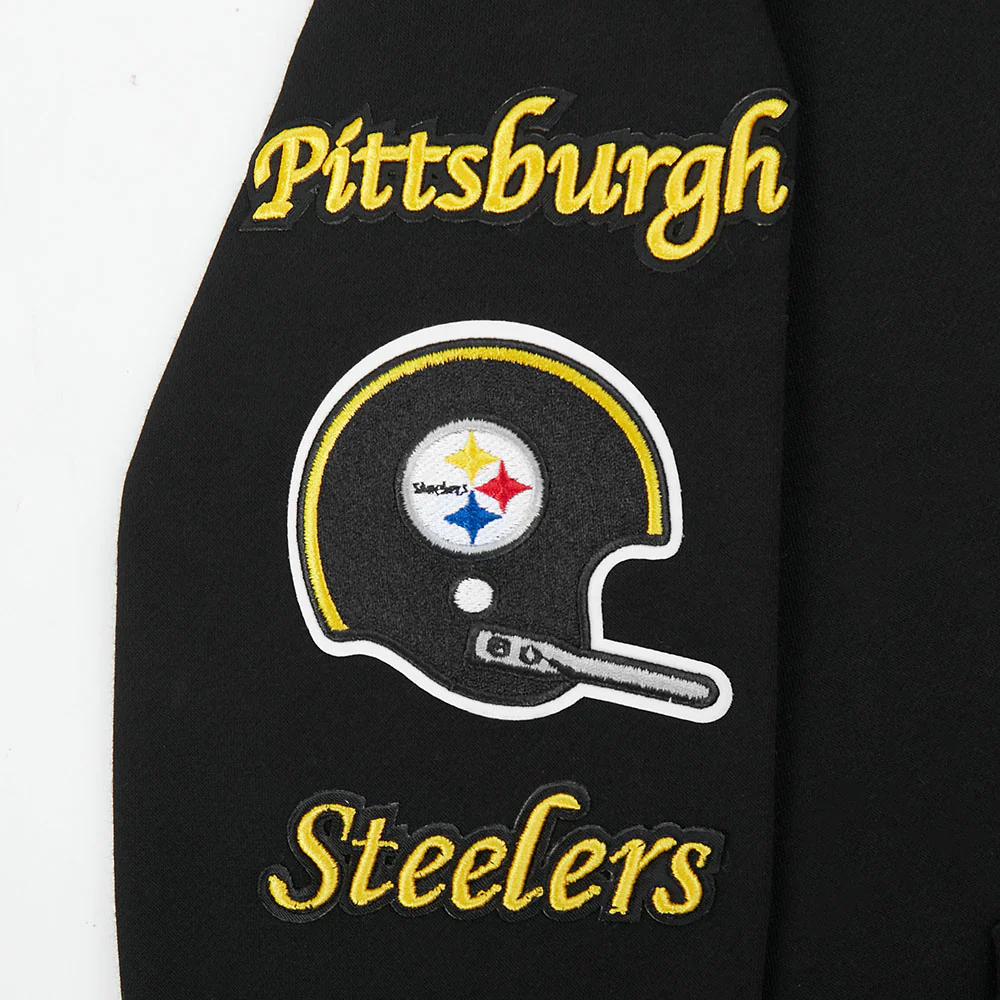 NFL PITTSBURGH STEELERS RETRO CLASSIC BIG BOYS RIB FLEECE PULLOVER HOODIE (BLACK/YELLOW) - Image 12