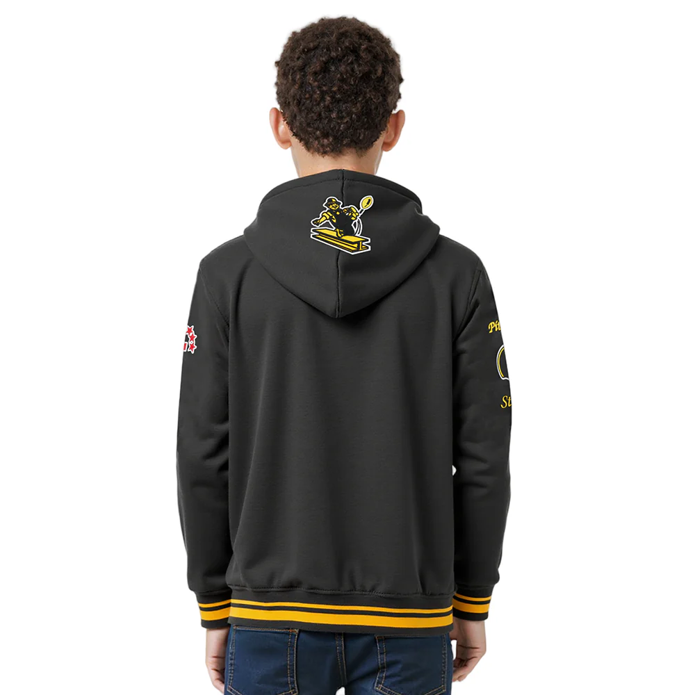 NFL PITTSBURGH STEELERS RETRO CLASSIC BIG BOYS RIB FLEECE PULLOVER HOODIE (BLACK/YELLOW) - Image 2