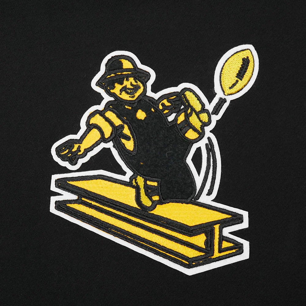 NFL PITTSBURGH STEELERS RETRO CLASSIC BIG BOYS RIB FLEECE PULLOVER HOODIE (BLACK/YELLOW) - Image 6