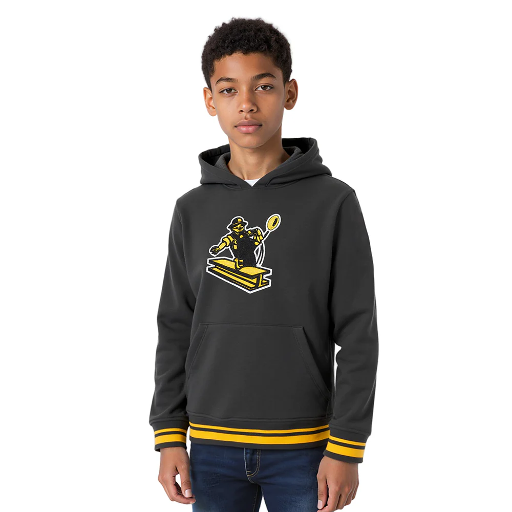NFL PITTSBURGH STEELERS RETRO CLASSIC BIG BOYS RIB FLEECE PULLOVER HOODIE (BLACK/YELLOW) - Image 8