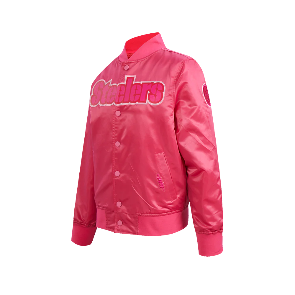 NFL PITTSBURGH STEELERS TRIPLE PINK BIG GIRLS  SATIN JACKET (BEETROOT PURPLE) - Image 3