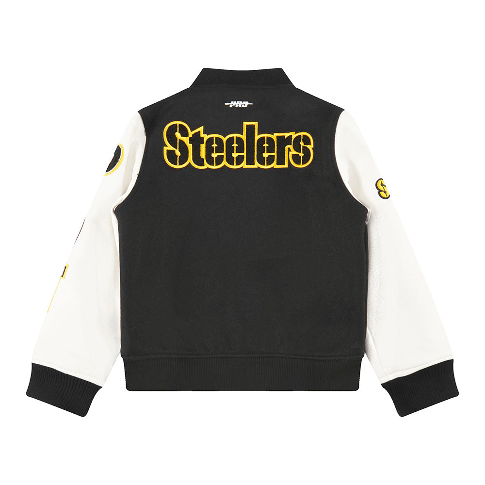NFL PITTSBURGH STEELERS CLASSIC BIG BOYS WOOL VARSITY JACKET (BLACK/WHITE) - Image 13