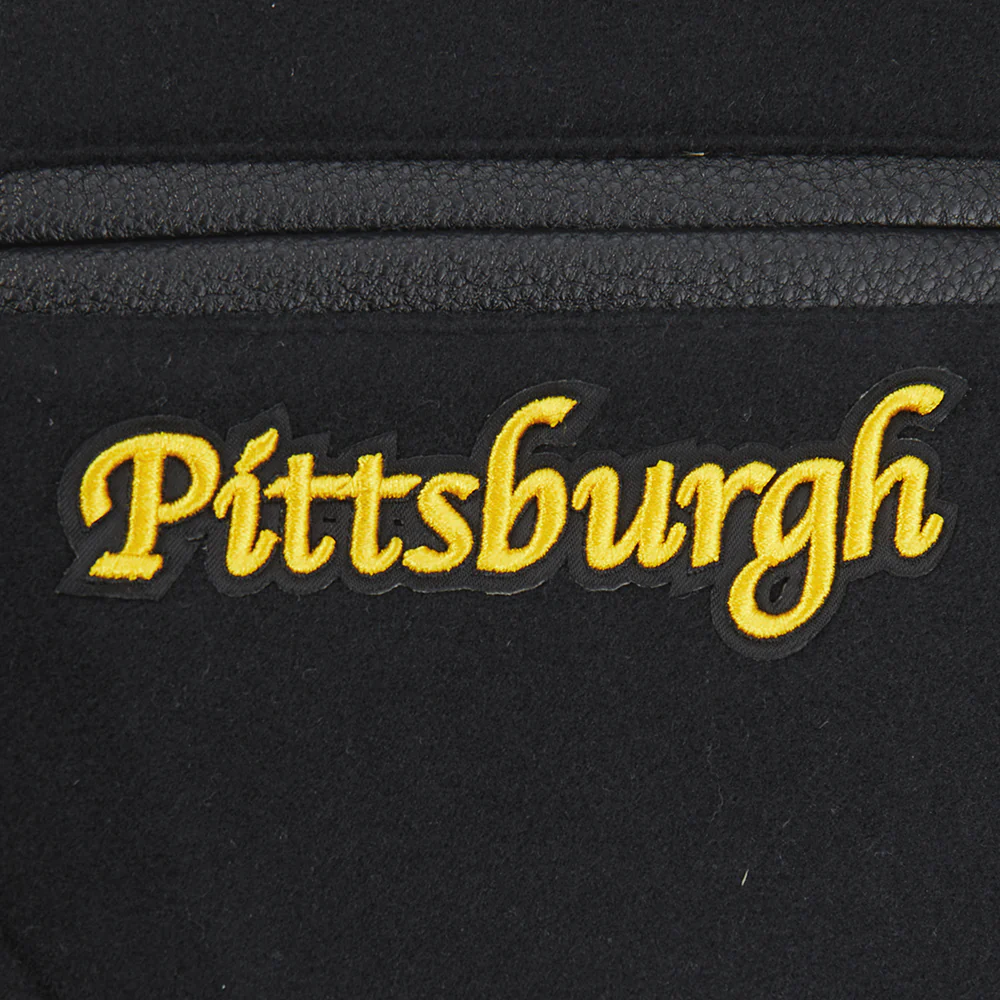 NFL PITTSBURGH STEELERS RETRO CLASSIC BIG BOYS RIB WOOL VARSITY JACKET (BLACK/YELLOW) - Image 9